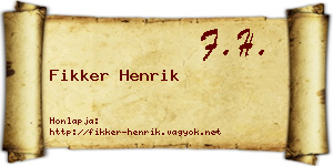 Fikker Henrik névjegykártya